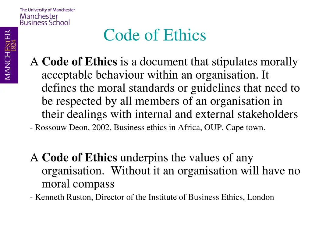 code of ethics