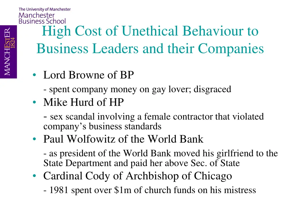 high cost of unethical behaviour to business