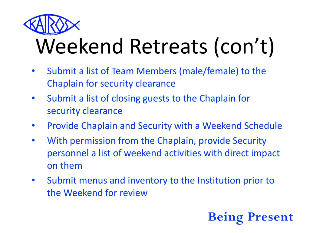 weekend retreats con t