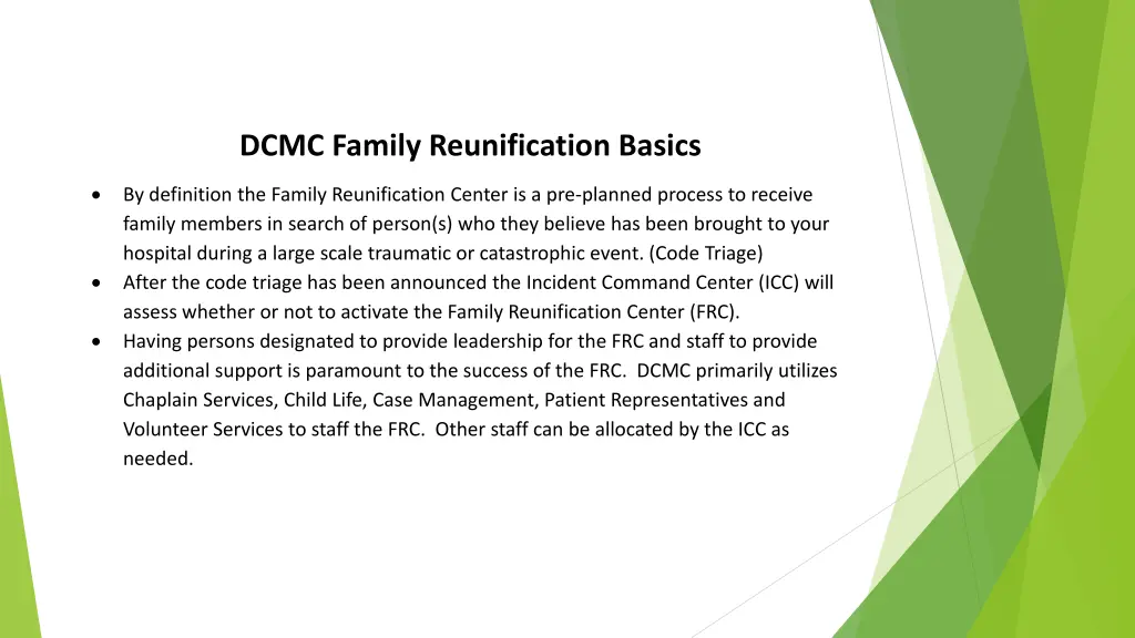 dcmc family reunification basics