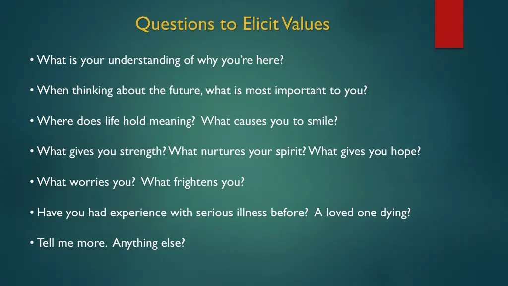 questions to elicit values