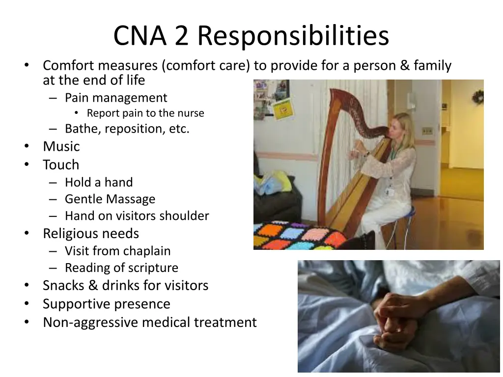 cna 2 responsibilities comfort measures comfort