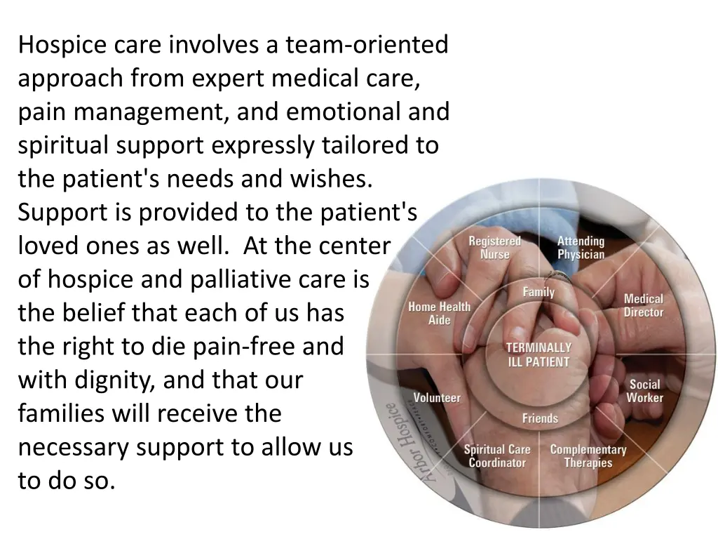 hospice care involves a team oriented approach