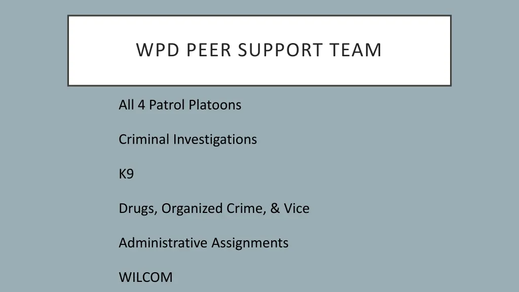 wpd peer support team 1