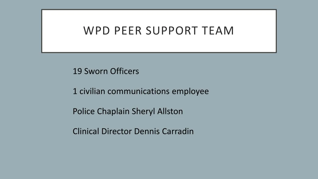 wpd peer support team