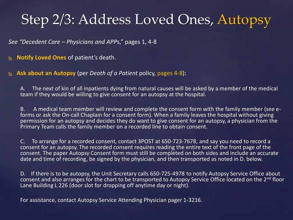 step 2 3 address loved ones autopsy