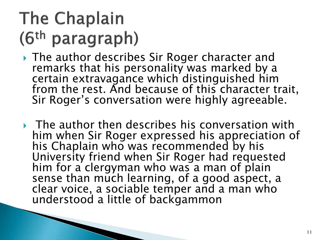 the author describes sir roger character