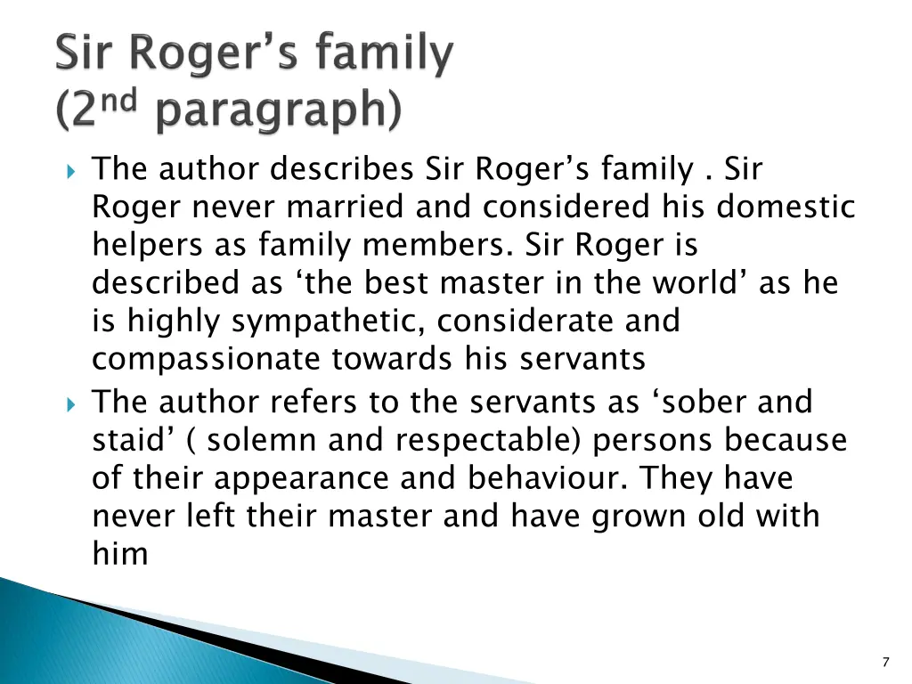 the author describes sir roger s family sir roger