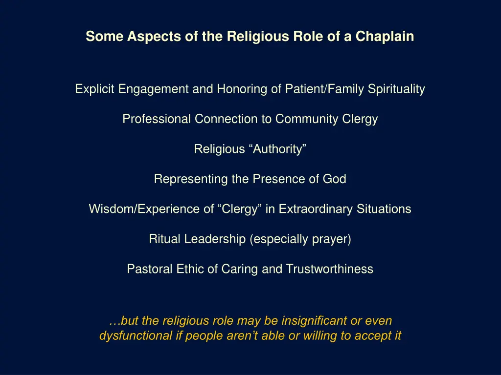 some aspects of the religious role of a chaplain 1