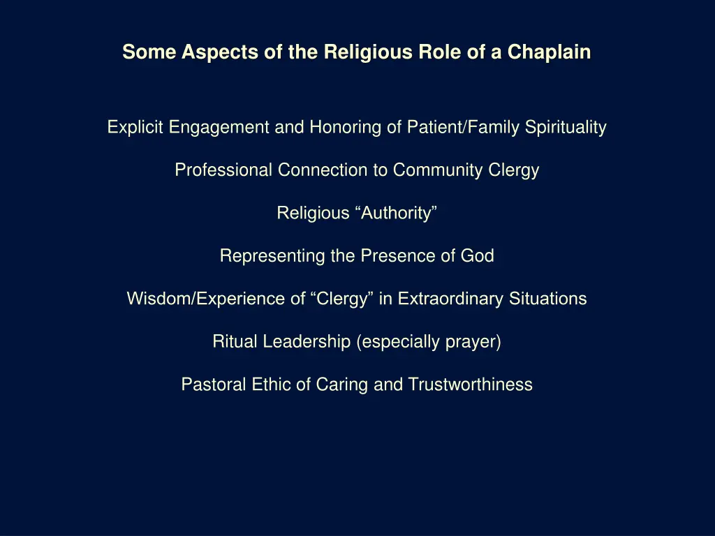 some aspects of the religious role of a chaplain