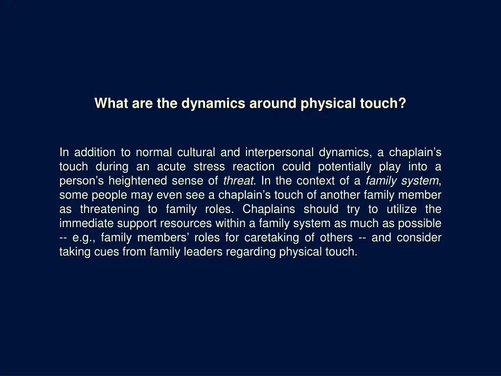 what are the dynamics around physical touch