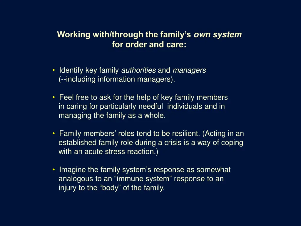 working with through the family s own system