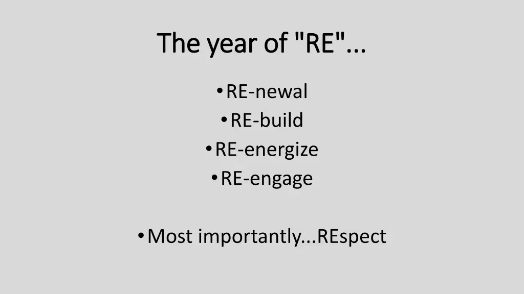 the year of re the year of re