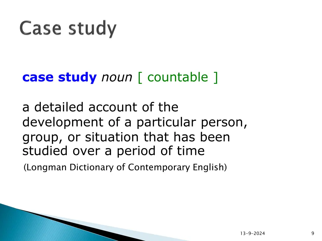 case study noun countable