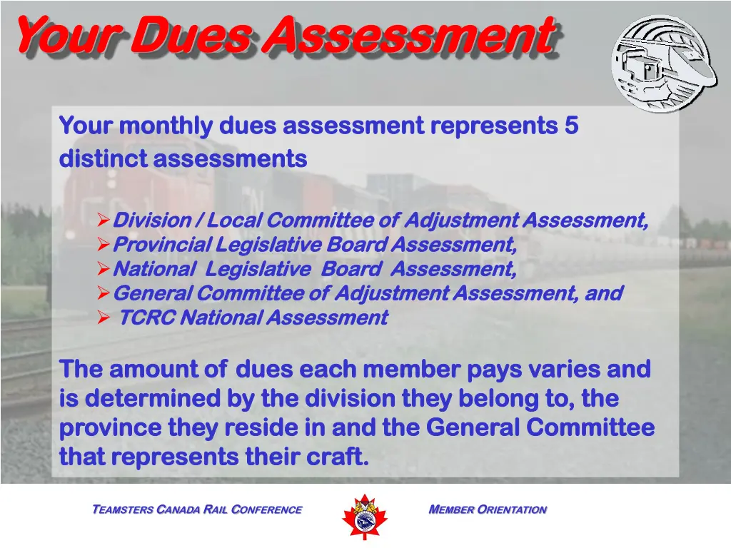 your dues assessment your dues assessment