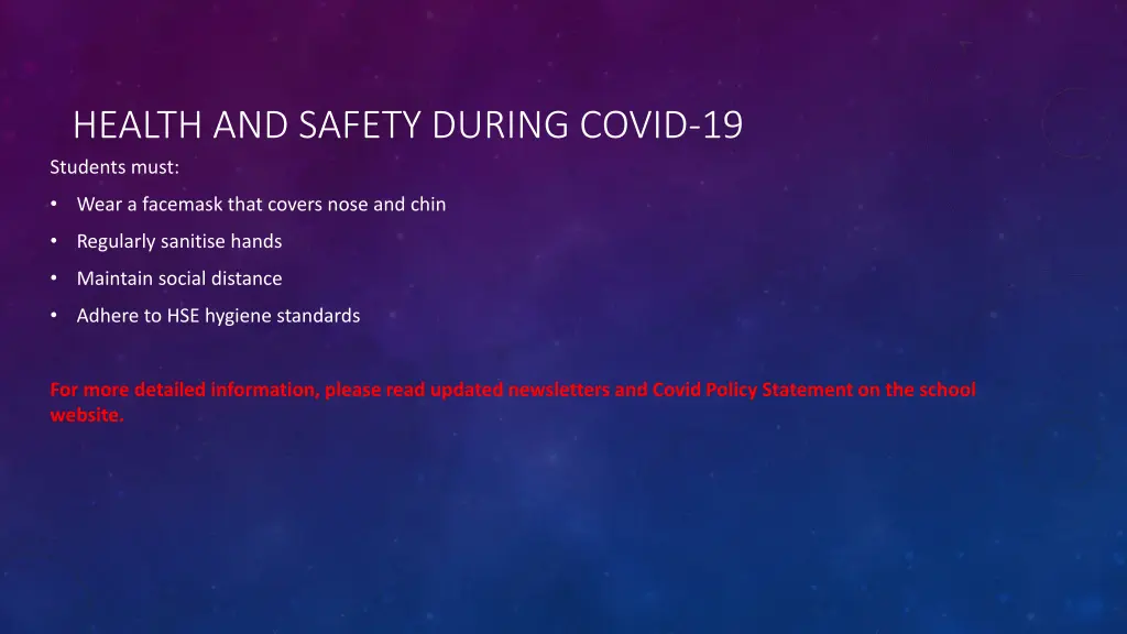 health and safety during covid 19 students must