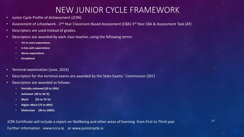 new junior cycle framework junior cycle profile