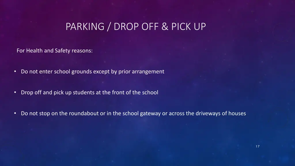 parking drop off pick up