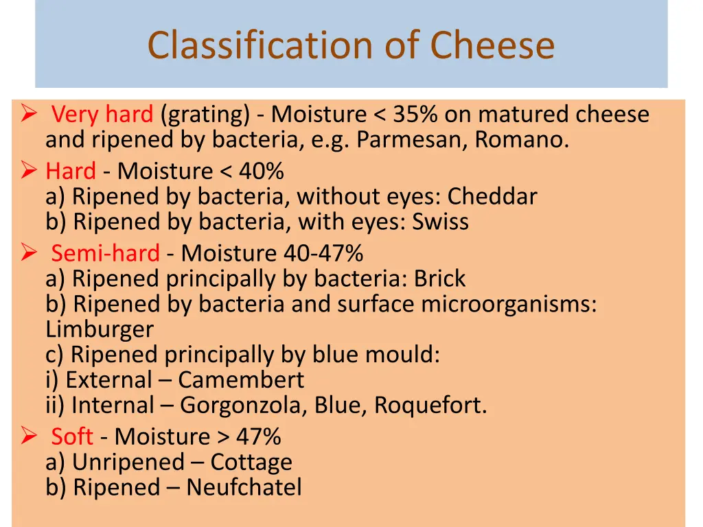 classification of cheese