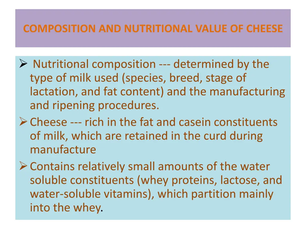 composition and nutritional value of cheese