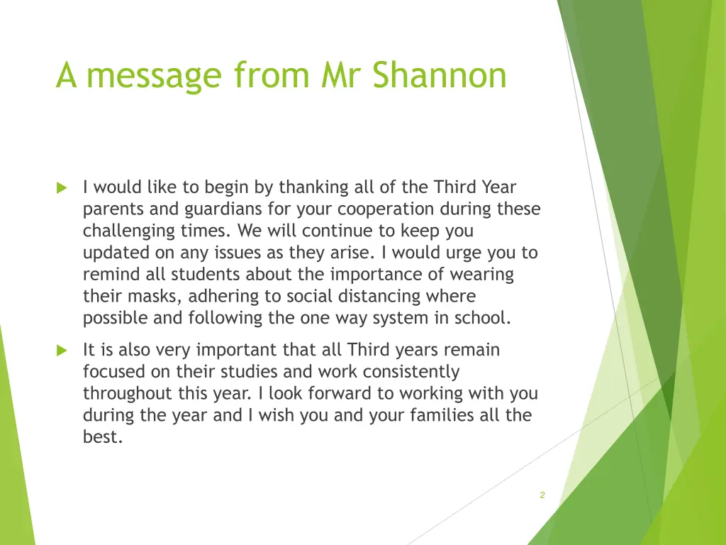 a message from mr shannon