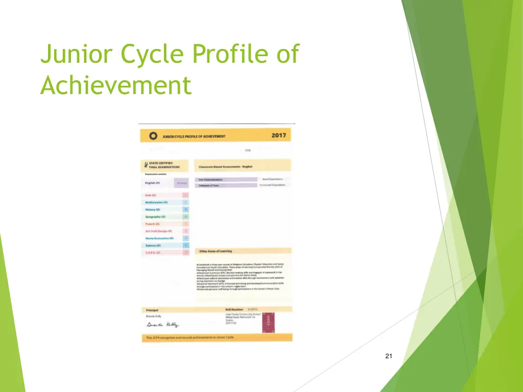 junior cycle profile of achievement