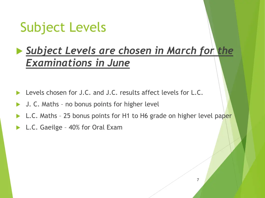 subject levels