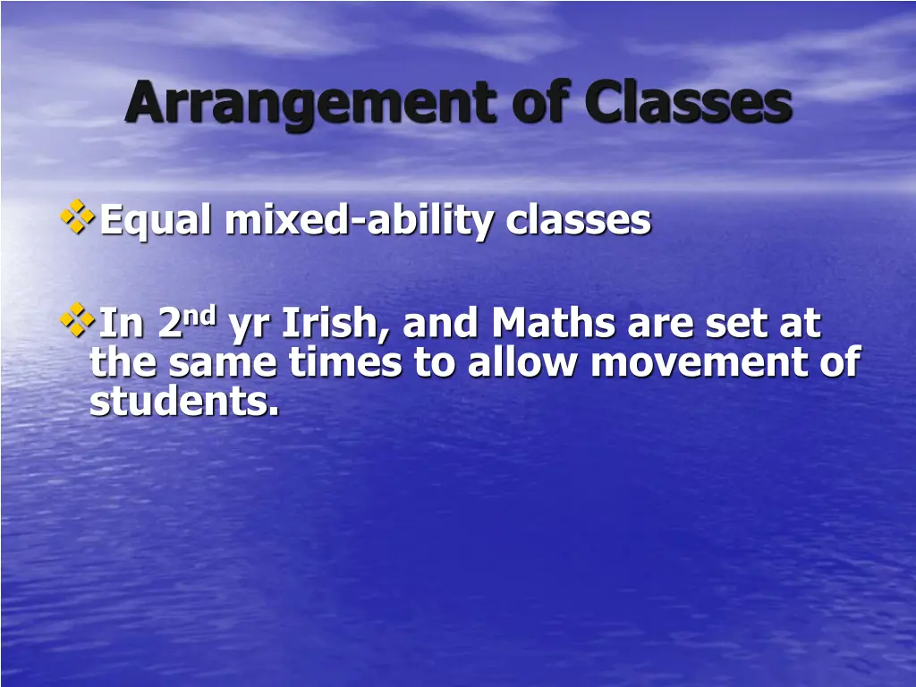 arrangement of classes