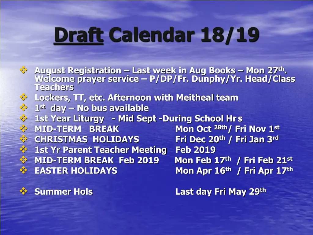 draft calendar 18 19