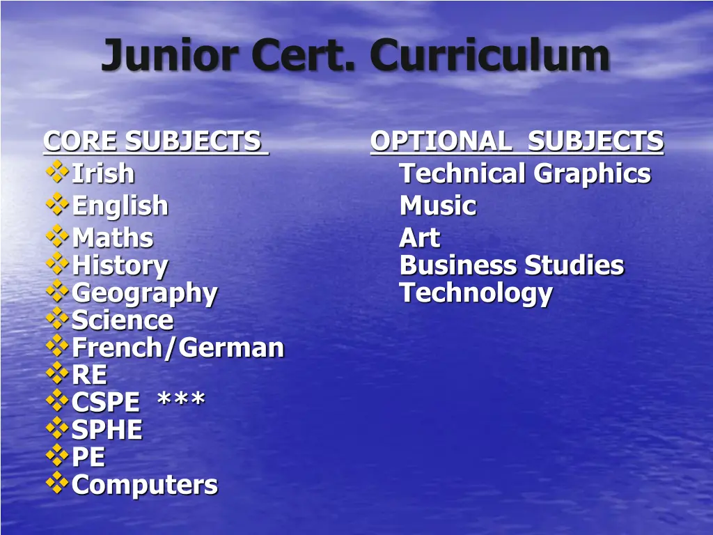 junior cert curriculum