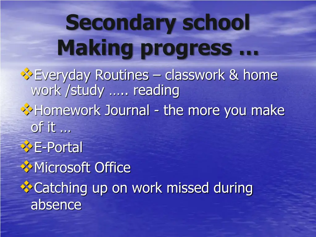 secondary school making progress everyday