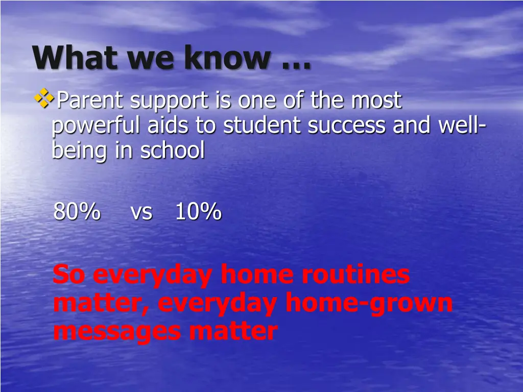 what we know parent support is one of the most