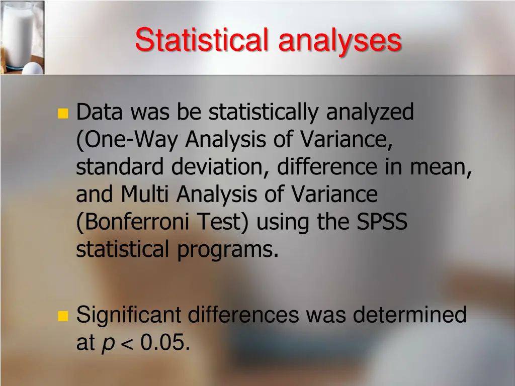 statistical analyses