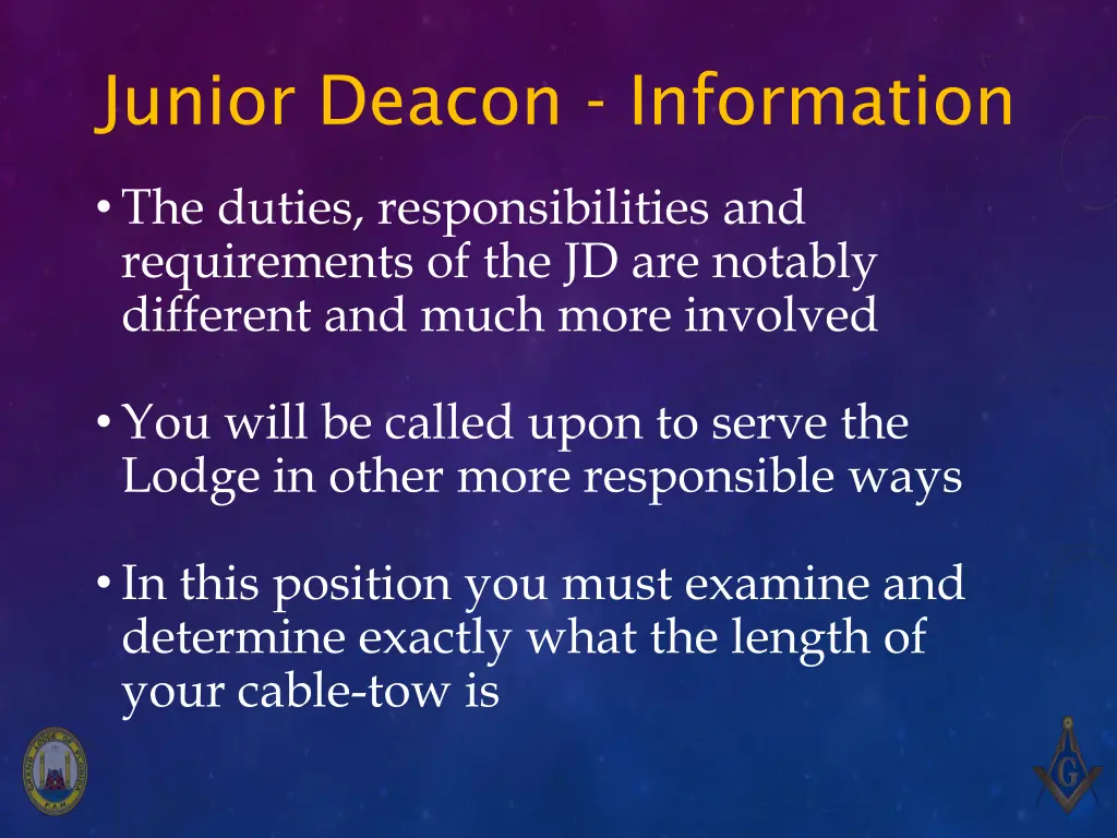 junior deacon information