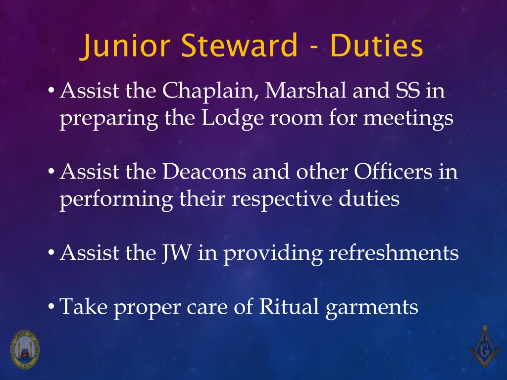 junior steward duties