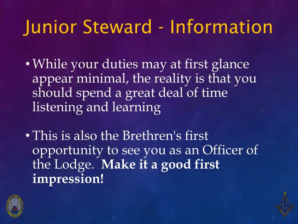 junior steward information