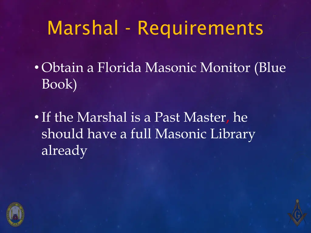 marshal requirements