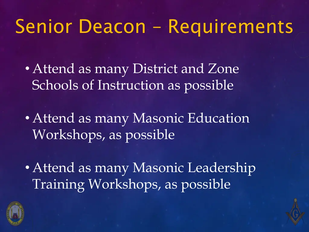 senior deacon requirements 1