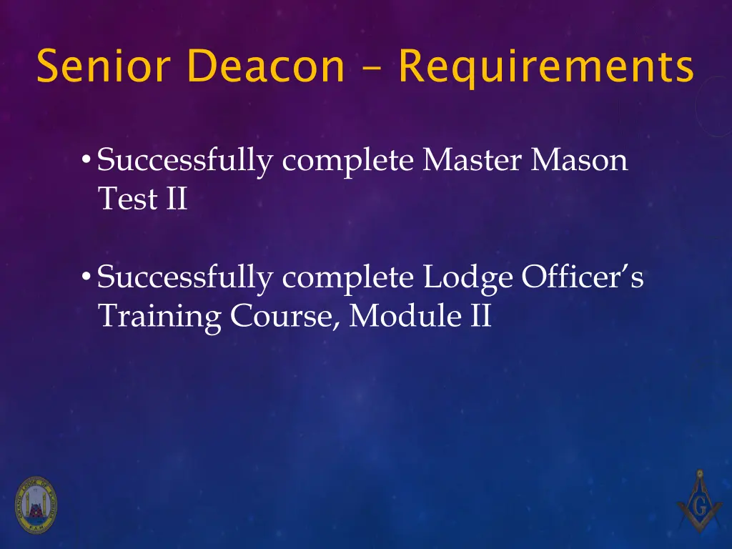 senior deacon requirements 2