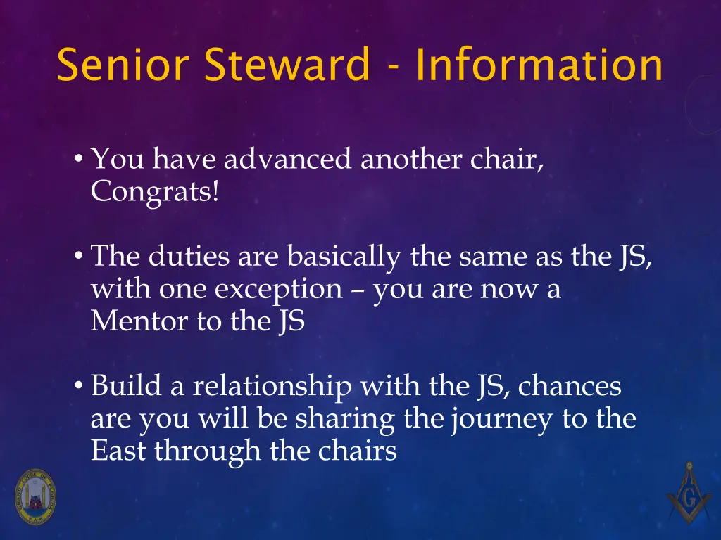 senior steward information