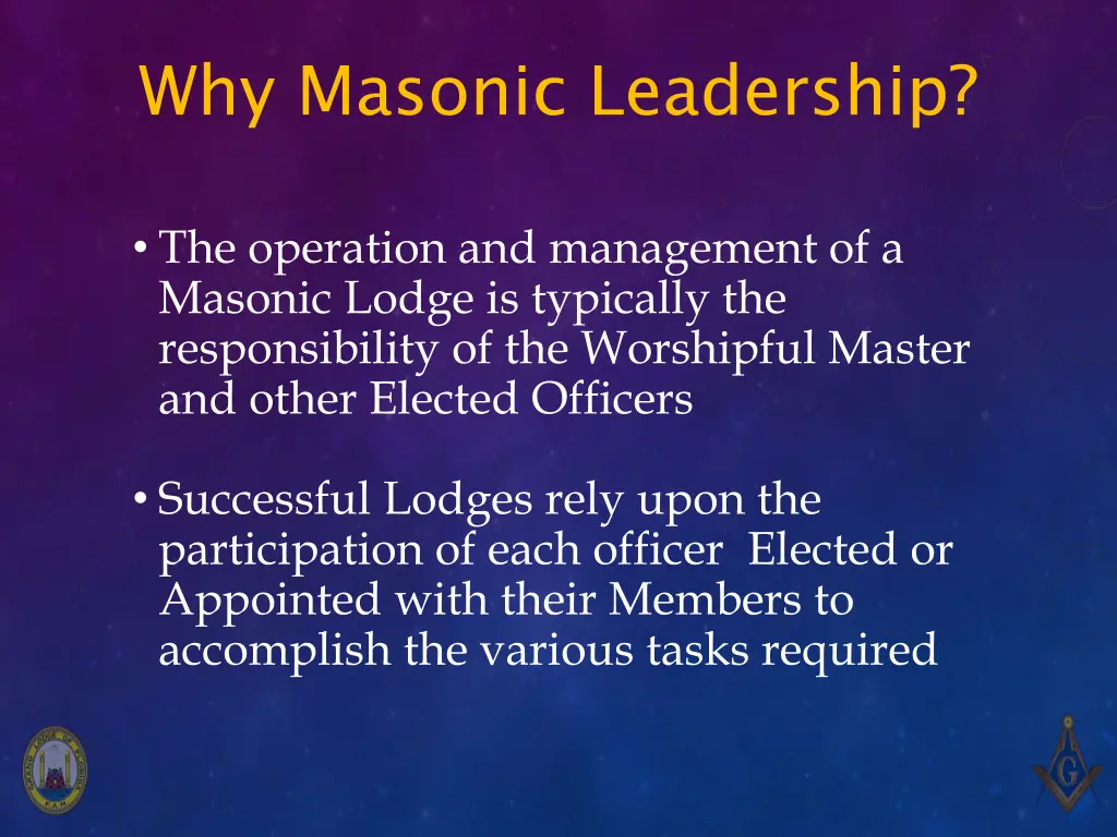 why masonic leadership