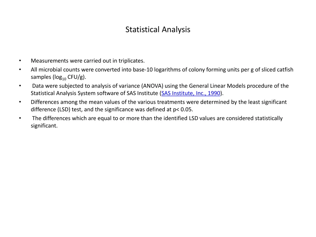 statistical analysis