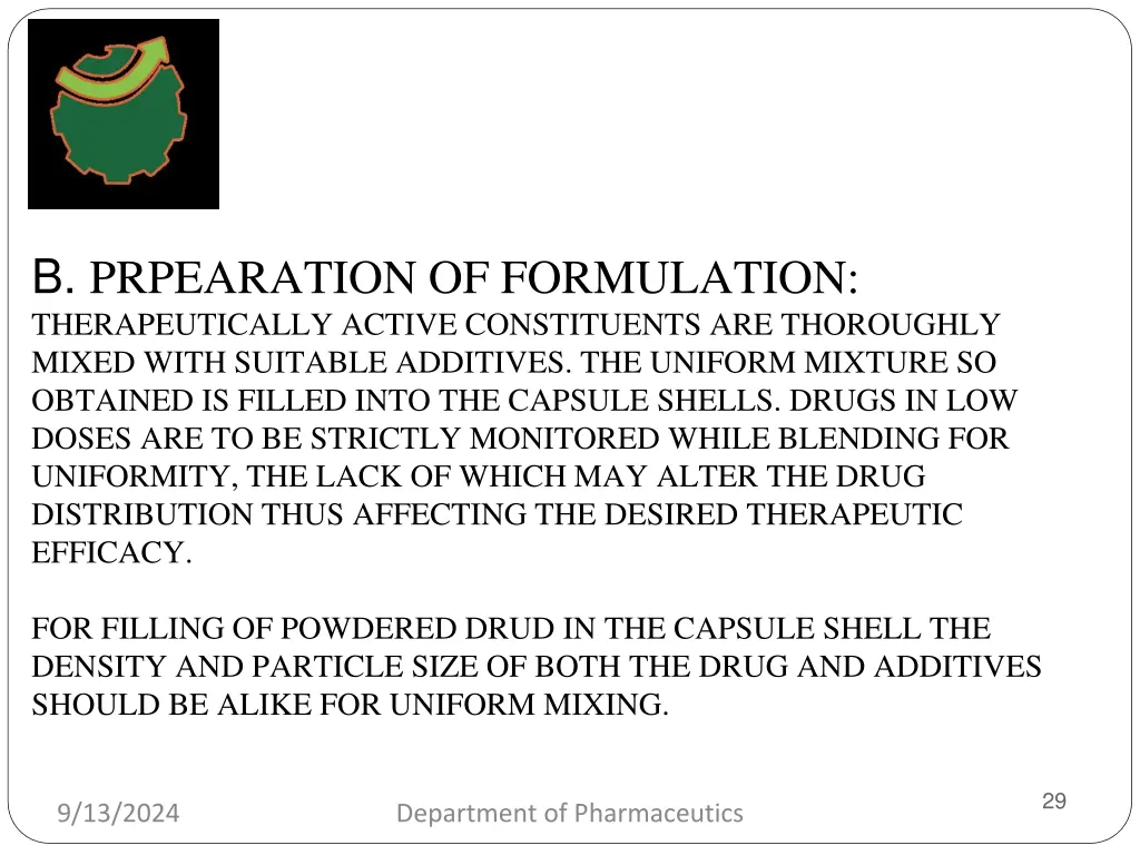 b prpearation of formulation therapeutically