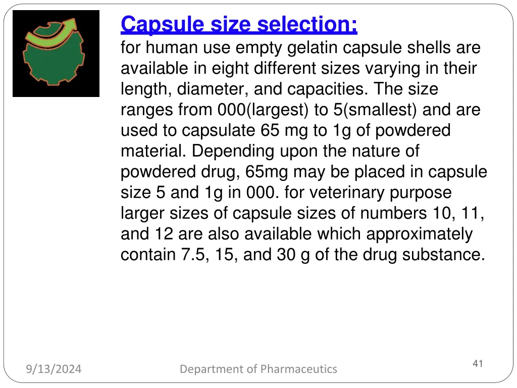 capsule size selection for human use empty