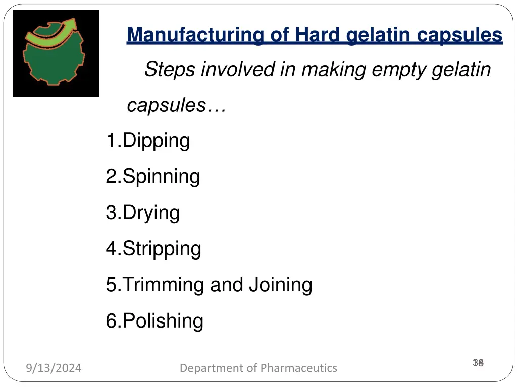 manufacturing of hard gelatin capsules