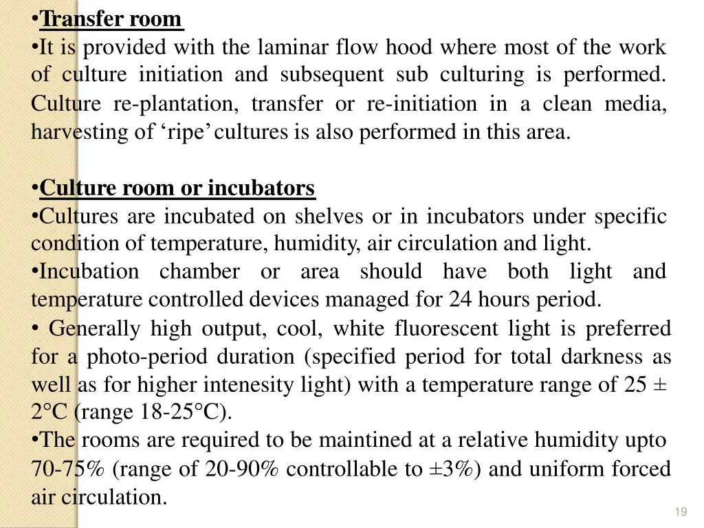 transfer room it is provided with the laminar