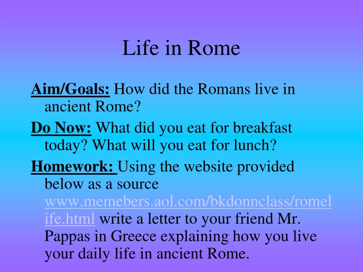 life in rome