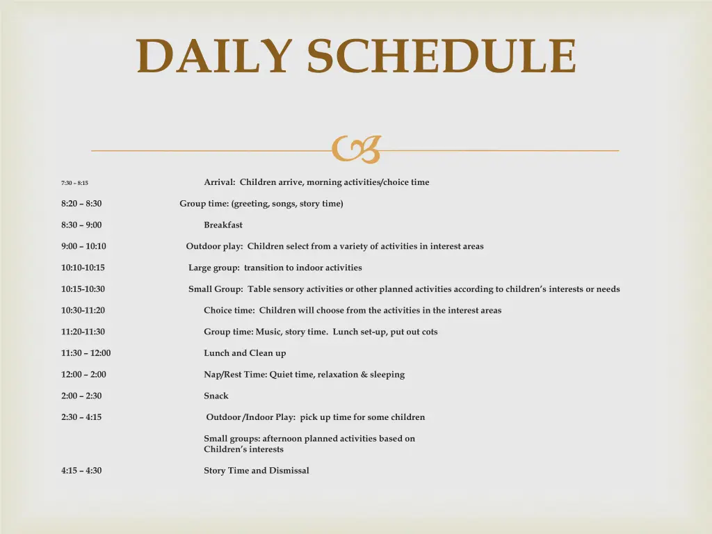 daily schedule