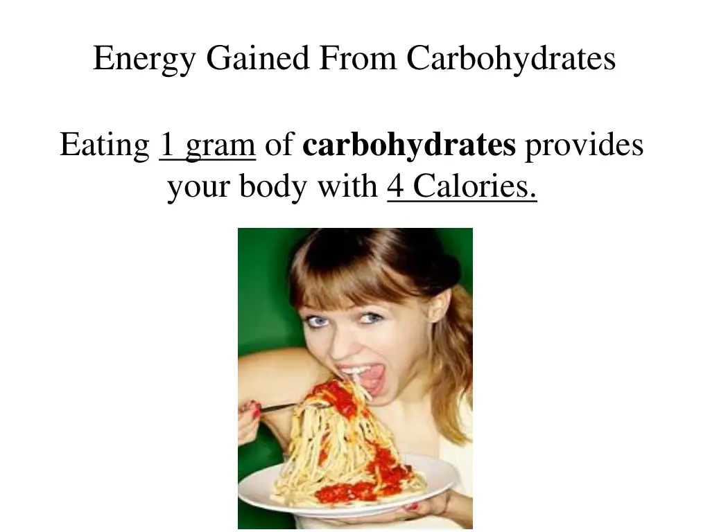 energy gained from carbohydrates