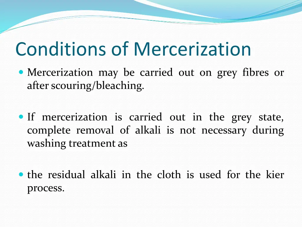 conditions of mercerization